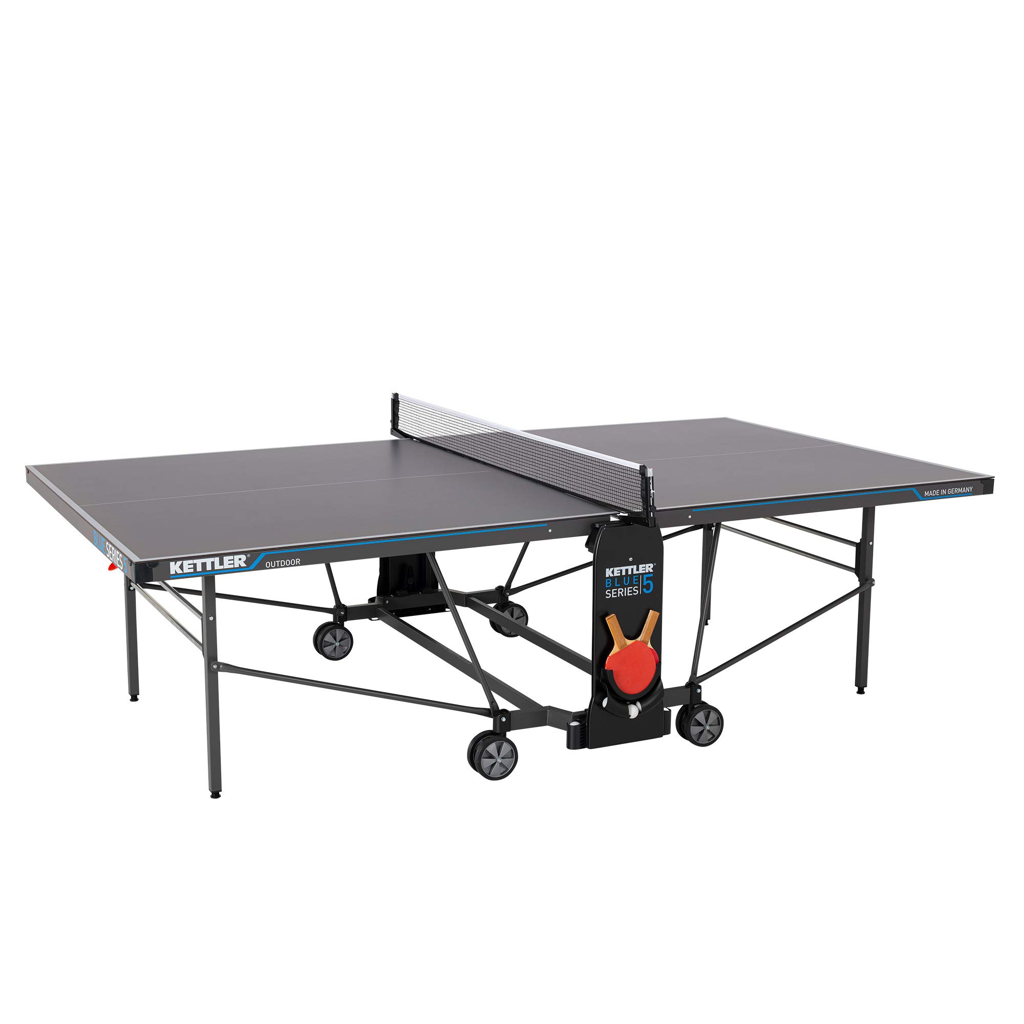 Sponsored Ad – Kettler Outdoor 5 Professional Table Tennis Table, Tournament quality Ping Pong Table with 5mm melamine resin plate with scratch-resistant overlay layer, weatherproof and foldable