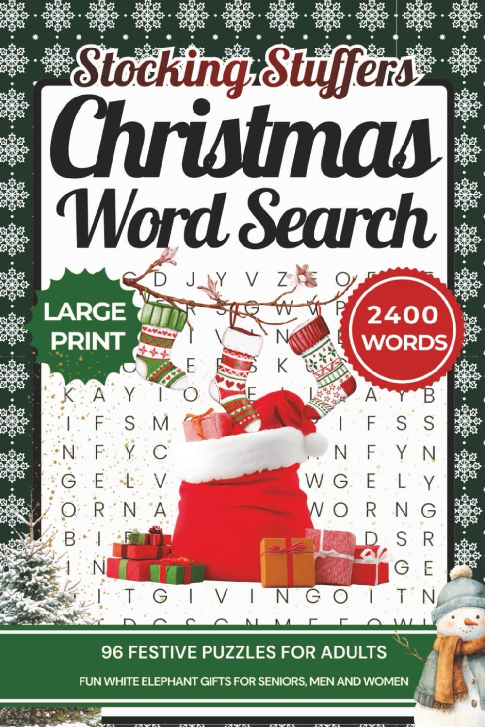 Christmas Word Search Stocking Stuffers for Adults Large Print: 96 Festive Puzzles in a 6 x 9 Travel Size Activity Book with 2400 Holiday Words and ... Elephant Gifts for Seniors, Men and Women
