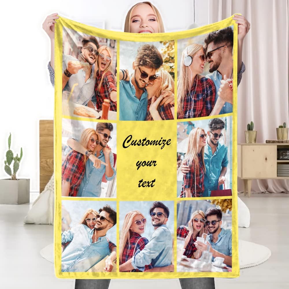 Custom Blanket with Picture Customized Flannel Throw Blankets with Photos Personalized Gifts for Mothers Christmas Halloween