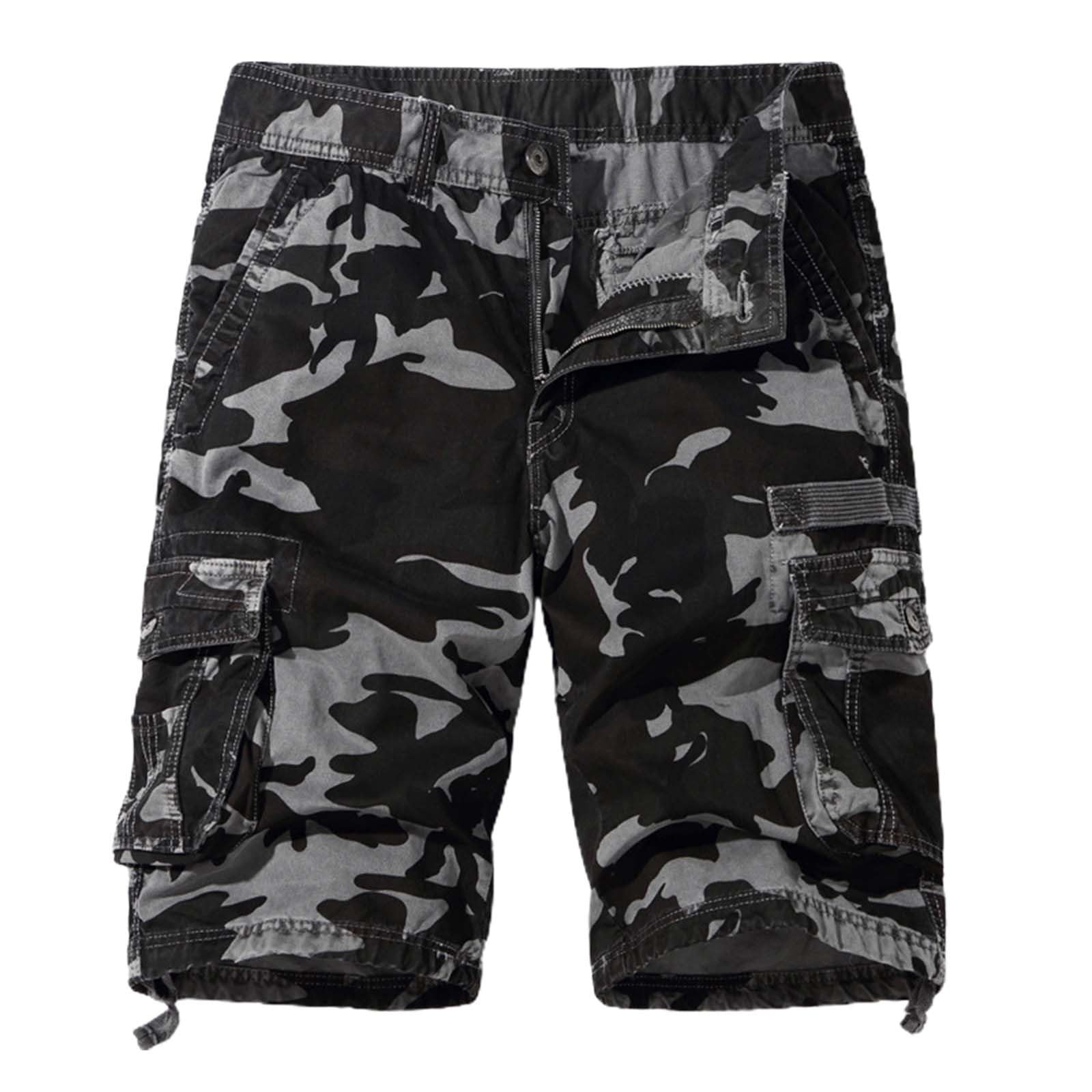 Pantalones cortos cargo de camuflaje para hombre, pantalones cortos de trabajo de camuflaje para hombre, pantalones tácticos retro para exteriores, pantalones cortos casuales de verano, senderismo