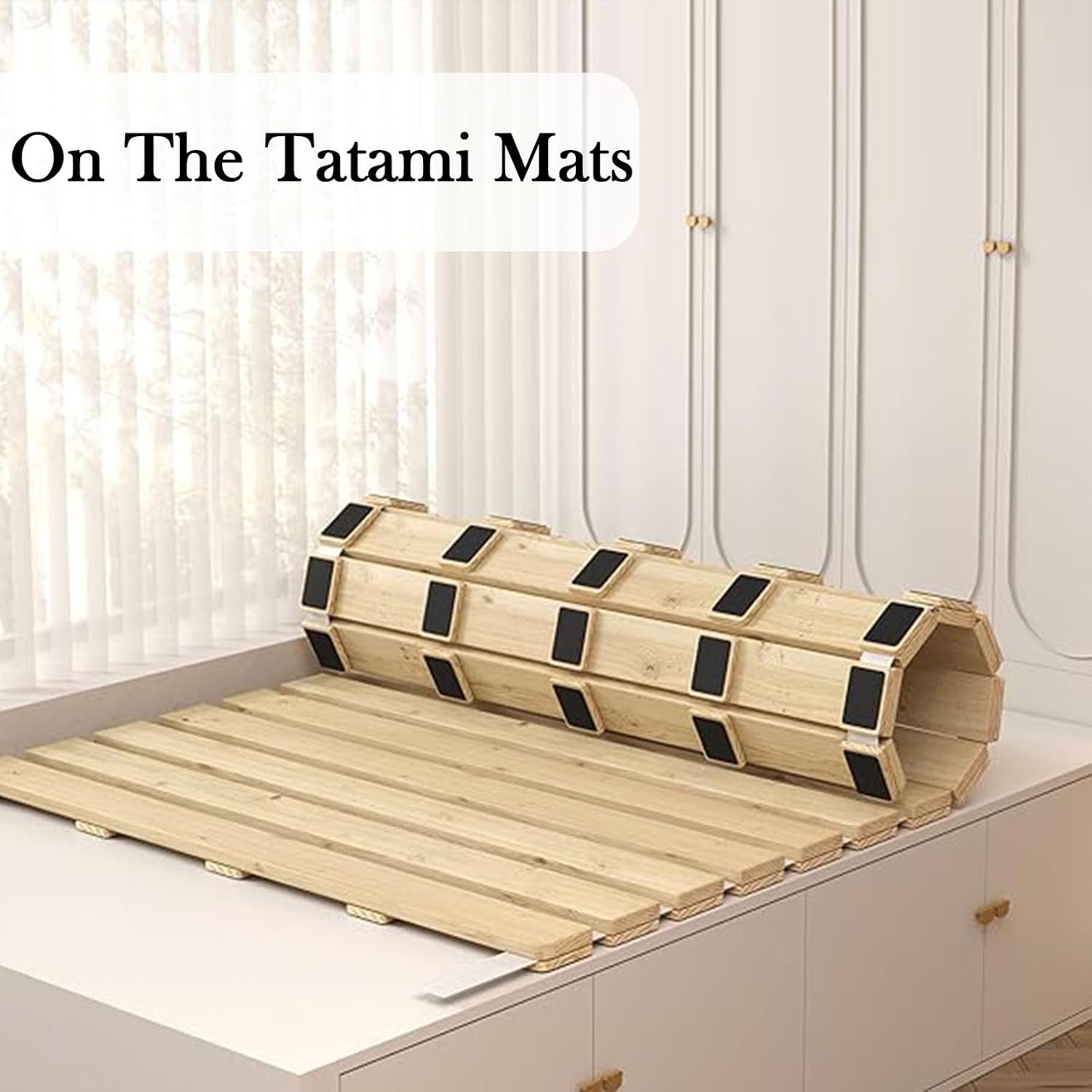 74.8in,78.7in Japanese Style Solid Wood Bed Support Slats, Foldable Roll-Type Slatted Bed Frame, Breathable Moisture-Proof Bed Plate,suitable For Bedrooms,Guest Rooms,Dormitories(78.7*47.2in)