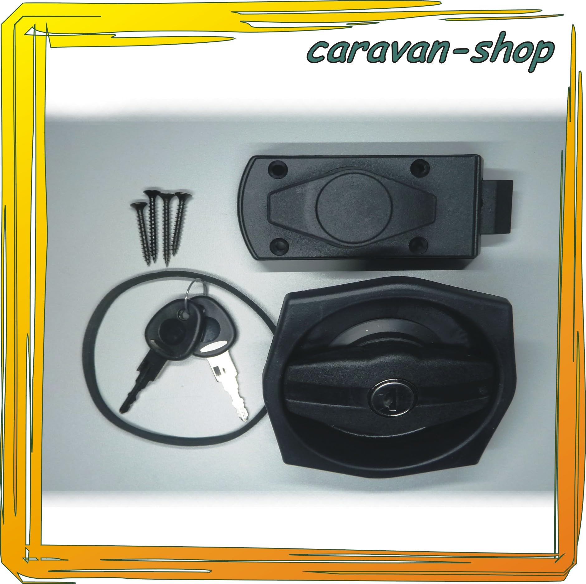 Cerradura para puerta de caravana o autocaravana, color negro, redonda, cerradura exterior con cilindro y 2 llaves, para puertas de 28 a 36 mm de grosor