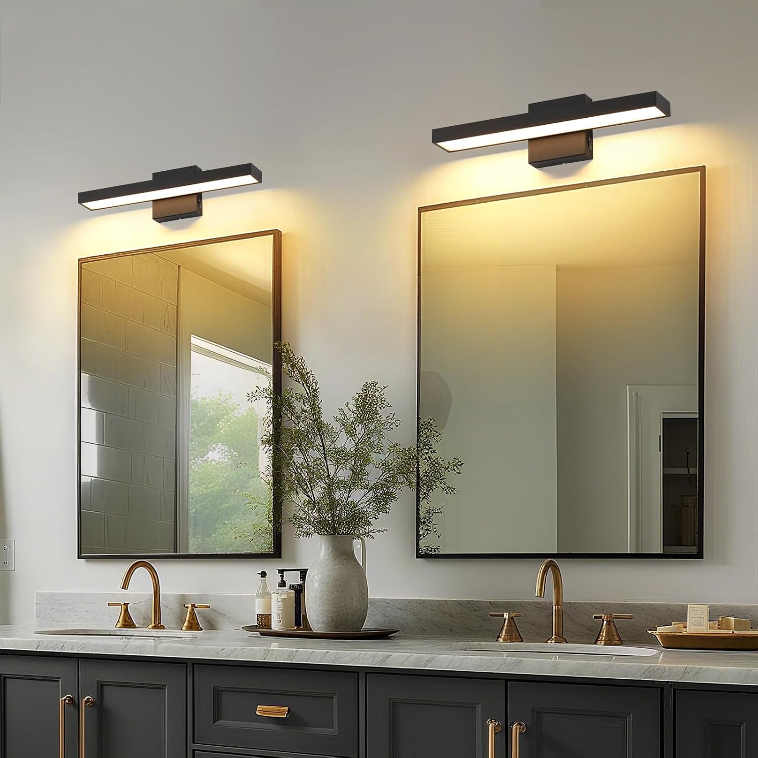 Joosenhouse Black Vanity Light for Bathroom 5CCT Dimmable LED Bath Light Modern Bathroom Light Bar for Makeup Mirror 16.53 Inch 16W