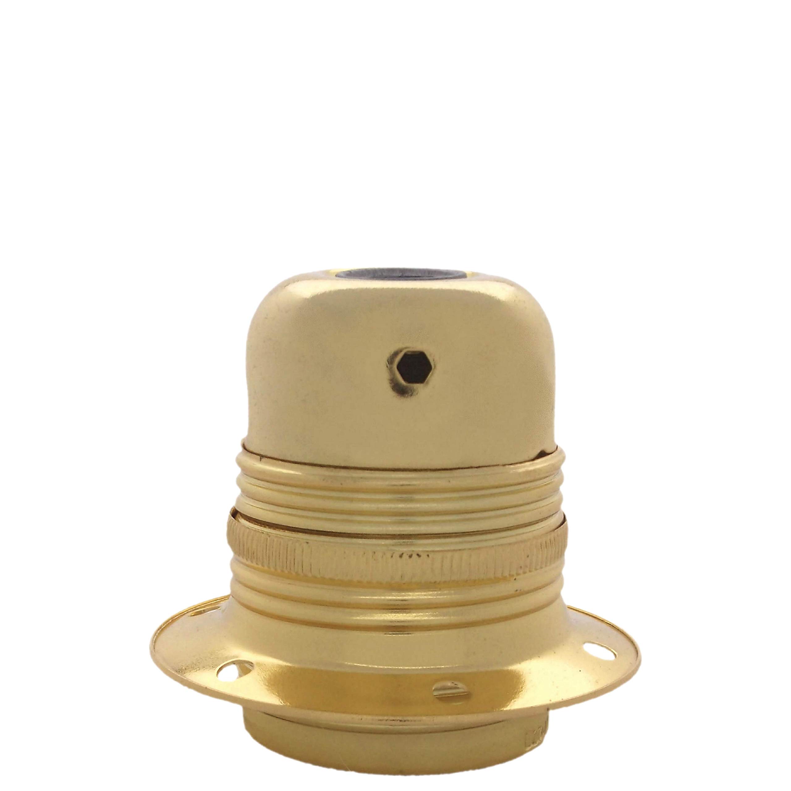 Art Deco Emporium E27 Bulb Holder With 10Mm Threaded Entry Edison Screw (E27) Metal And Ceramic Earthed Lampholder In Polished Brass Finish