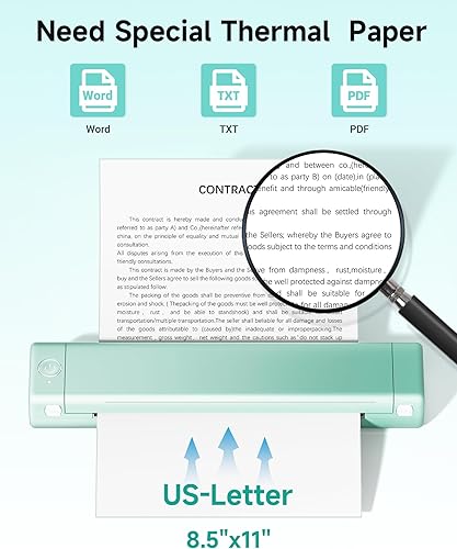 Miniatura 6 de Itari Impresora portátil inalámbrica para viajes, plantilla de tatuaje Bluetooth, compatible con 8.5 x 11 pulgadas, letra de EE. UU., impresora