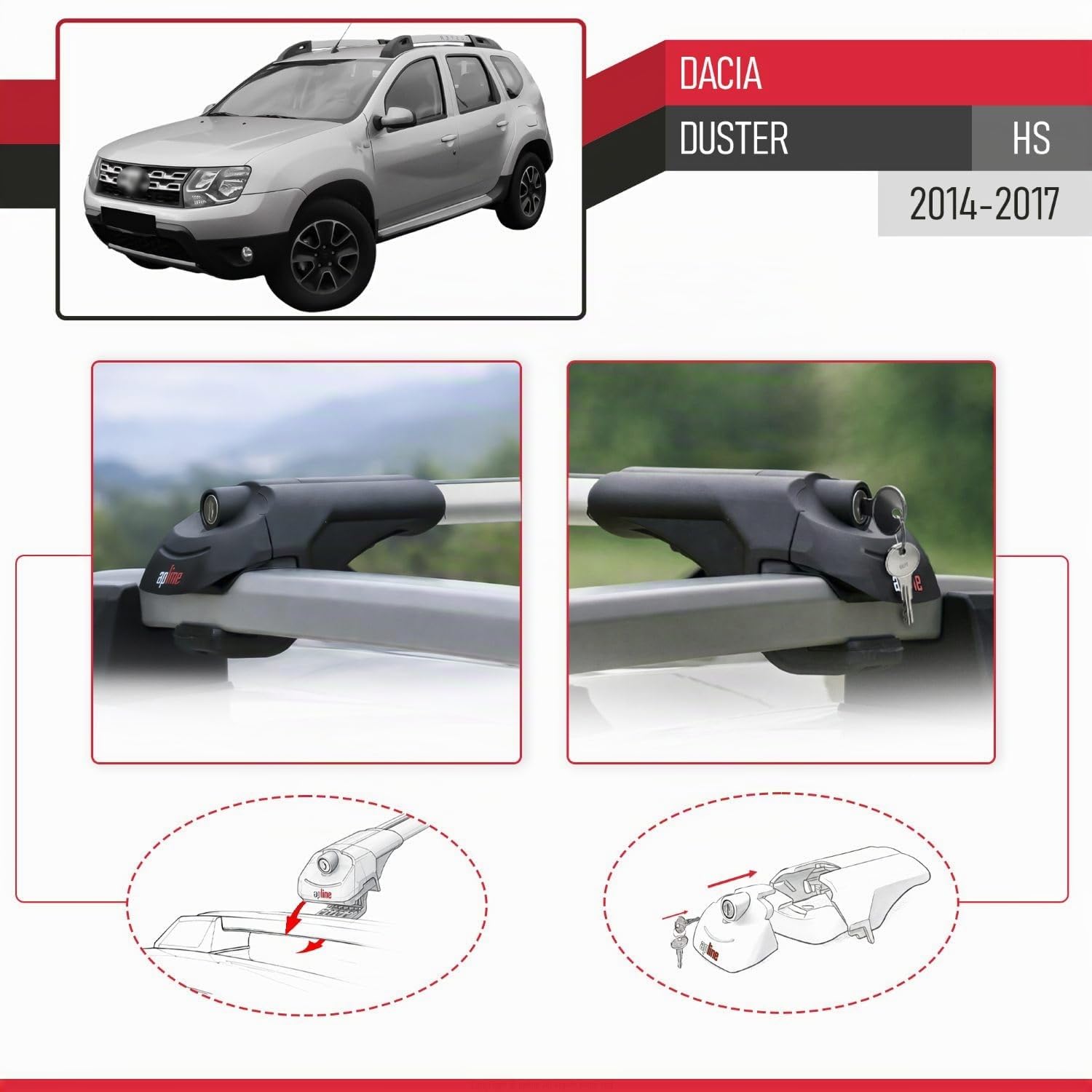 Compatibile con Dacia Duster 2014-2018 Barre Portatutto ACE-1 Portapacchi Barre Tetto GRIGIO