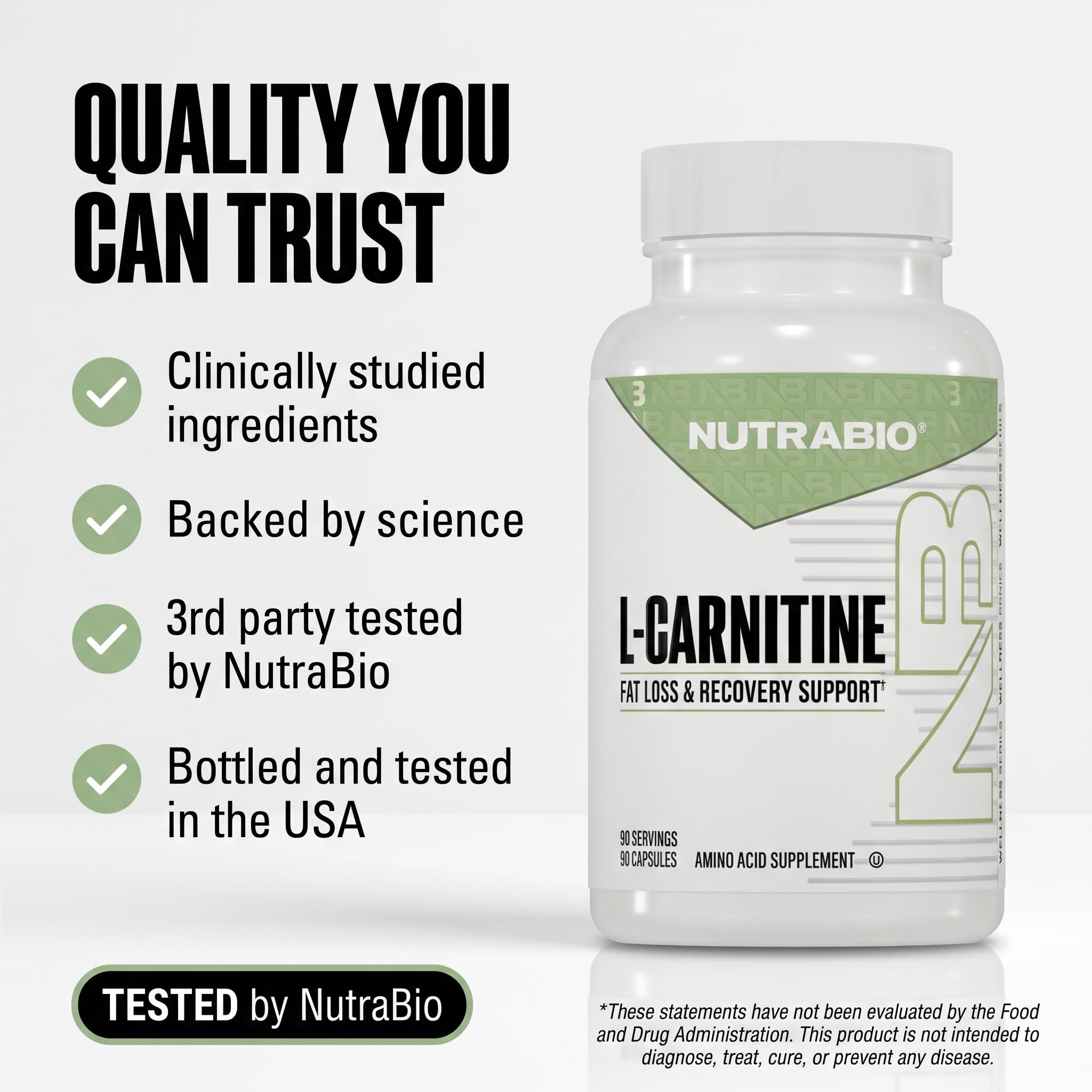 NutraBio L-Carnitine Capsules – Fat Burner for Energy, Endurance & Recovery – Boost Fat Metabolism, Support Weight Loss & Workout Performance – Amino Acid Supplement- 500mg, 90 Capsules — Amazon image 6