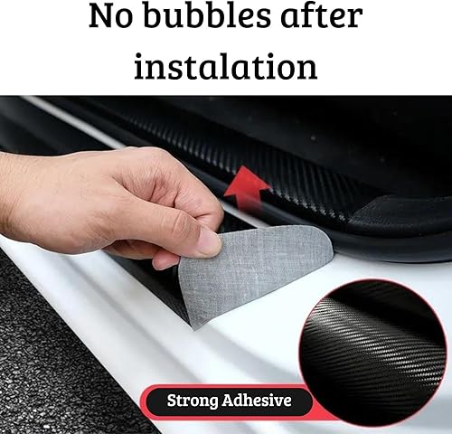 Miniatura 6 de 4 piezas de protectores de umbral de puerta de automóvil, calcomanías de protección para umbral de puerta, placa de desgaste para puertas de