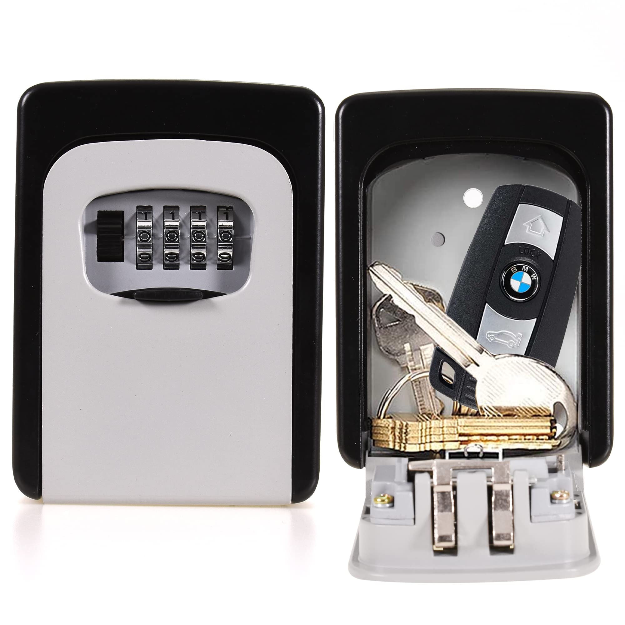 ASAB Wall Mounted Key Lock Safe Box | Weatherproof Push Button Key Safe | Heavy-Duty Zinc Alloy Case | Locker With Code | Security Items And Accessories | Indoor Outdoor Door Key Safe Box