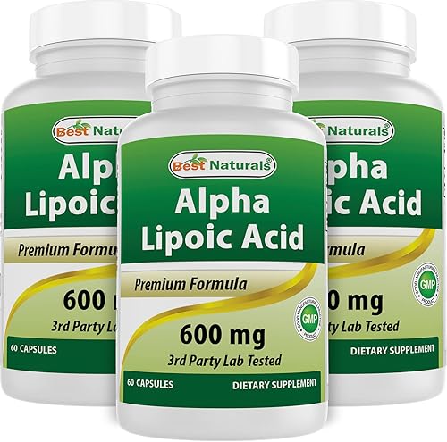 Best Naturals Ácido alfa lipoico 600 mg 60 cápsulas  ALA Potente antioxidante (60 unidades (paquete de 3))