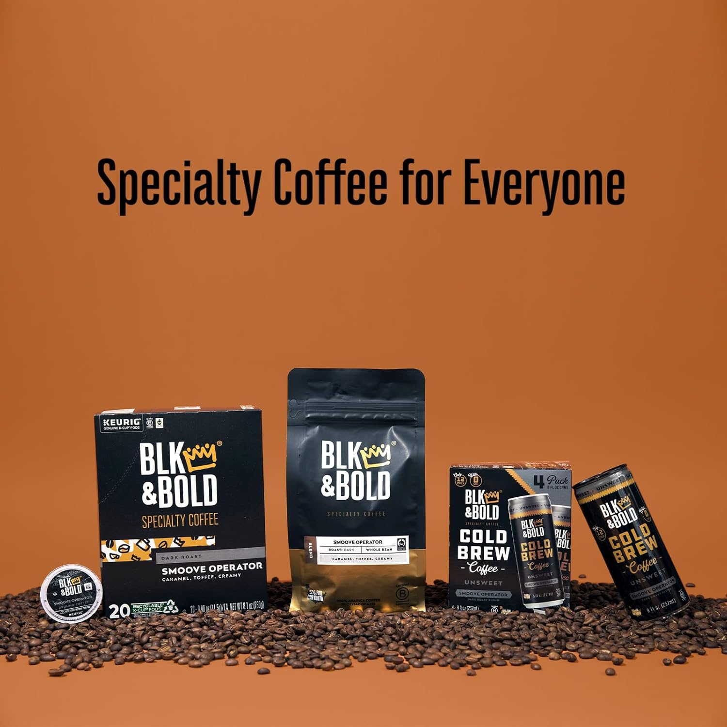 BLK & Bold Smoove Operator Caramel Nitro Cold Brew Coffee. Keto-Friendly, Zero Sugar, Low Calorie Ready-to-Drink Dark Roast. 8 oz Cans (Pack of 12)