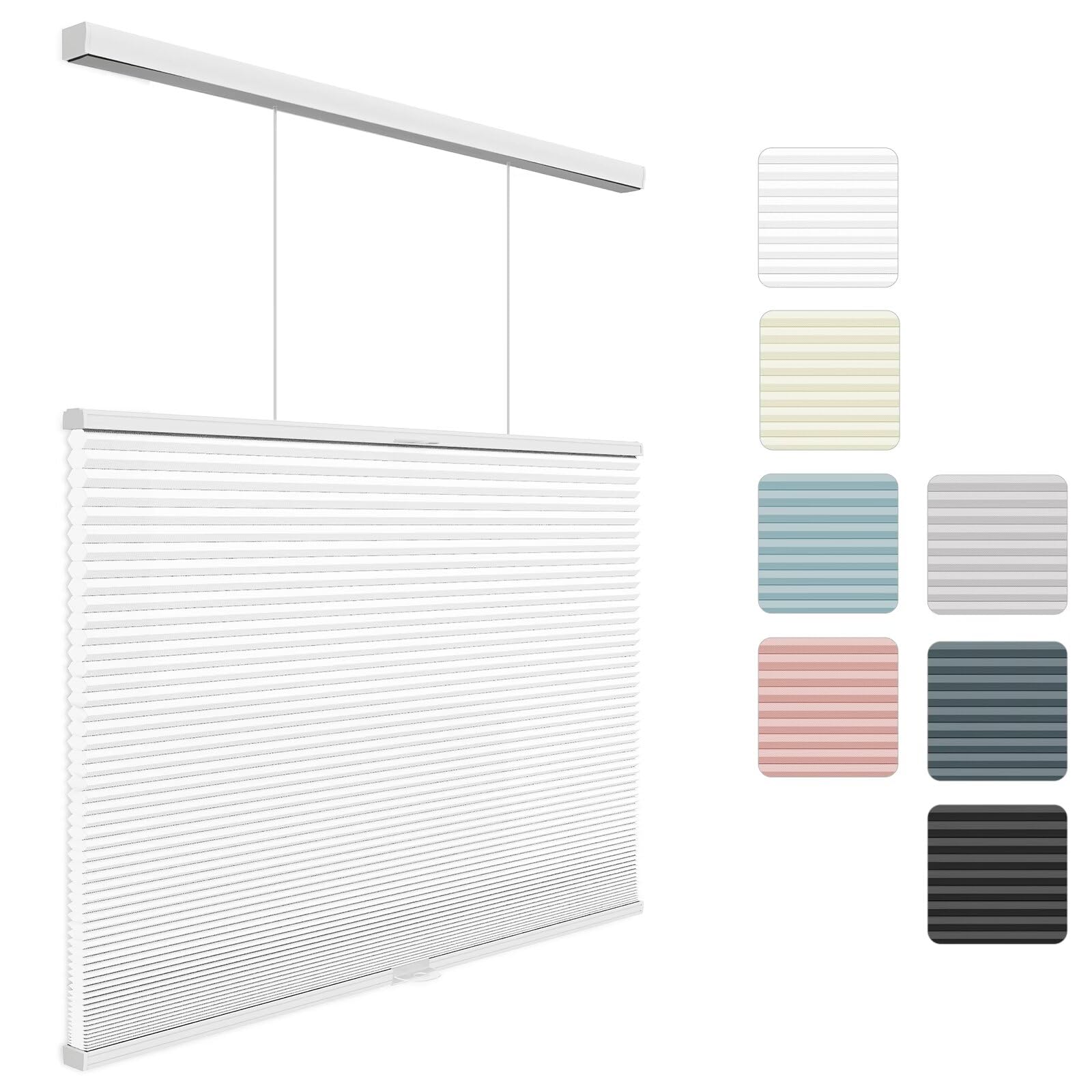 Changshade Custom Cordless Top Down Bottom Up Cellular Shades, Light Filtering Shade with The Diameter of 1.5 Inch Honeycombs for Office, Living Room, Bedroom, Thermal Insulated, White