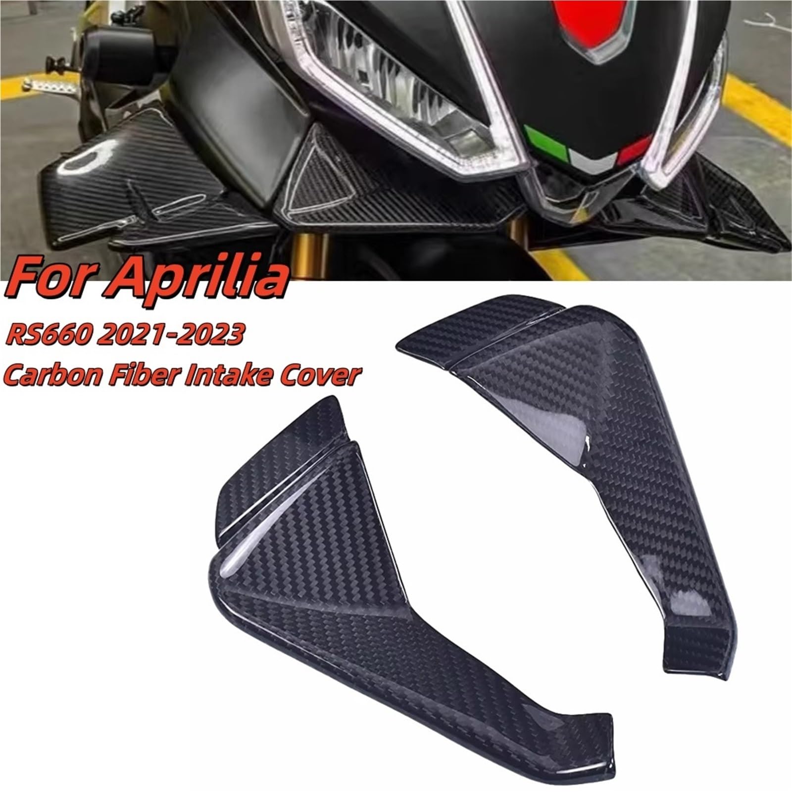 Front Bumper Splitter dachowy Pasuje do Aprilia RS660 2021-2023 Osłona wlotu powietrza Naked Front Spoiler Winglet Aerodynamiczny zestaw skrzydeł