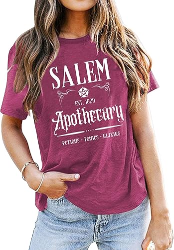Miniatura 2 de Salem - Camiseta de manga corta para mujer, diseño de brujas de Halloween, camiseta de bruja de Salem, camisetas casuales de manga corta