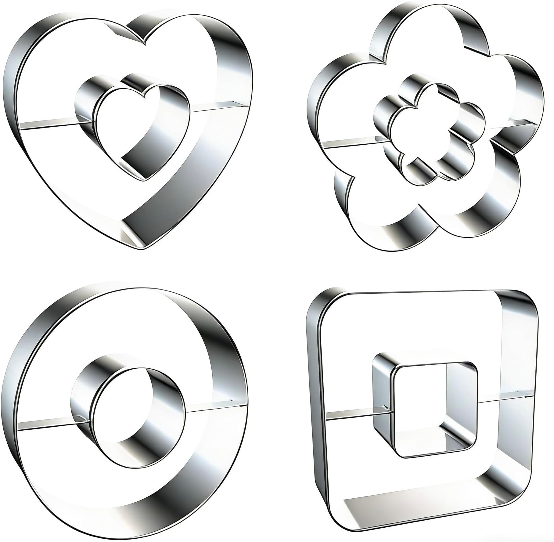 Square Round Flower Heart Doughnut Cookie Cutter