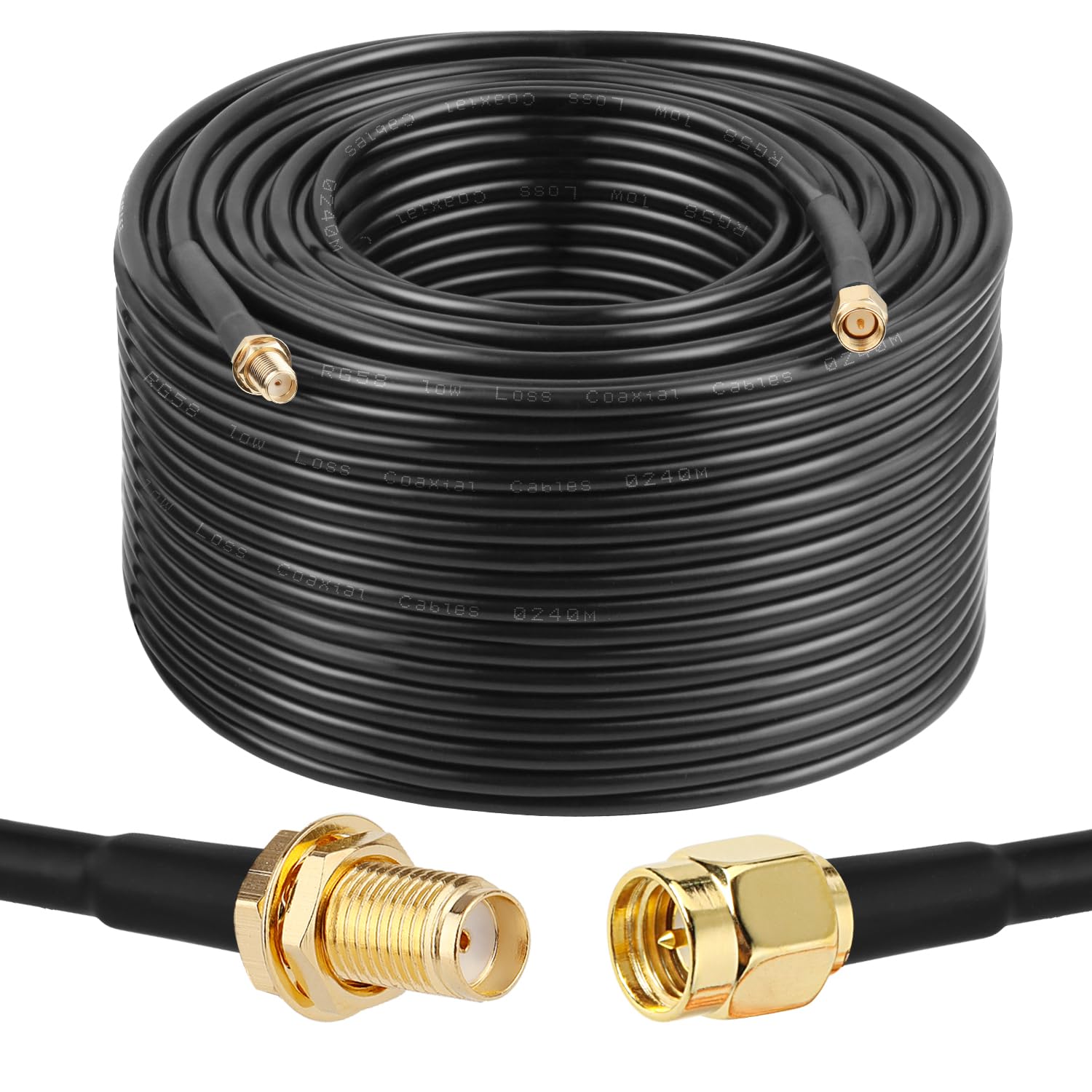 XRDS -RF Câble SMA, SMA mâle vers SMA femelle 60 m RG58 SMA câble d'extension pour équipement SDR, antenne jambon, antenne 3G 4G LTE, ADS-B, GPS, etc