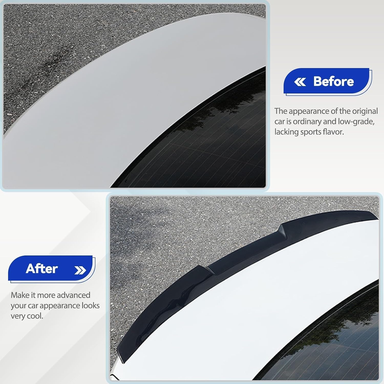 AUTOXBERT 45" Universal Basic Car Rear Spoiler Roof Lip V-Style Spoiler Tail Trunk Spoiler Wing Closs Black, Improve Your Car Aerodynamic & Sport Appearance