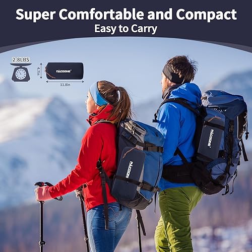 Miniatura 6 de Colchoneta de dormir doble para acampar, ultraligera, autoinflable, para 2 personas, con almohada incorporada, almohadilla de aire portátil para