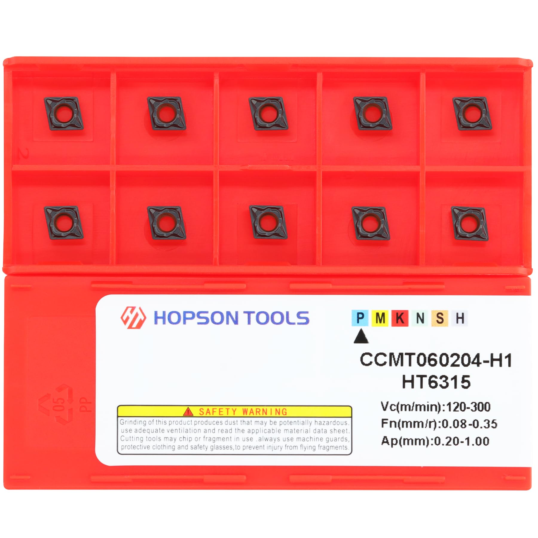 Hartmetall-Drehplatte CCMT060204-H1 für die Fertigbearbeitung von Stahl - TiN-beschichtet, 10 Stück