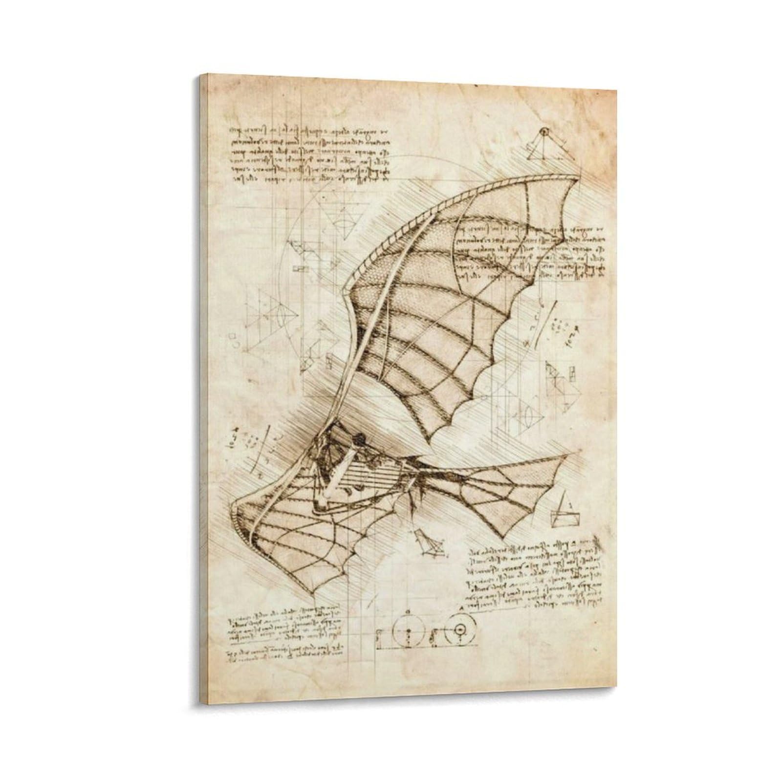 Amazon.com: Leonardo Da Vinci Poster Flying Machine Canvas Wall