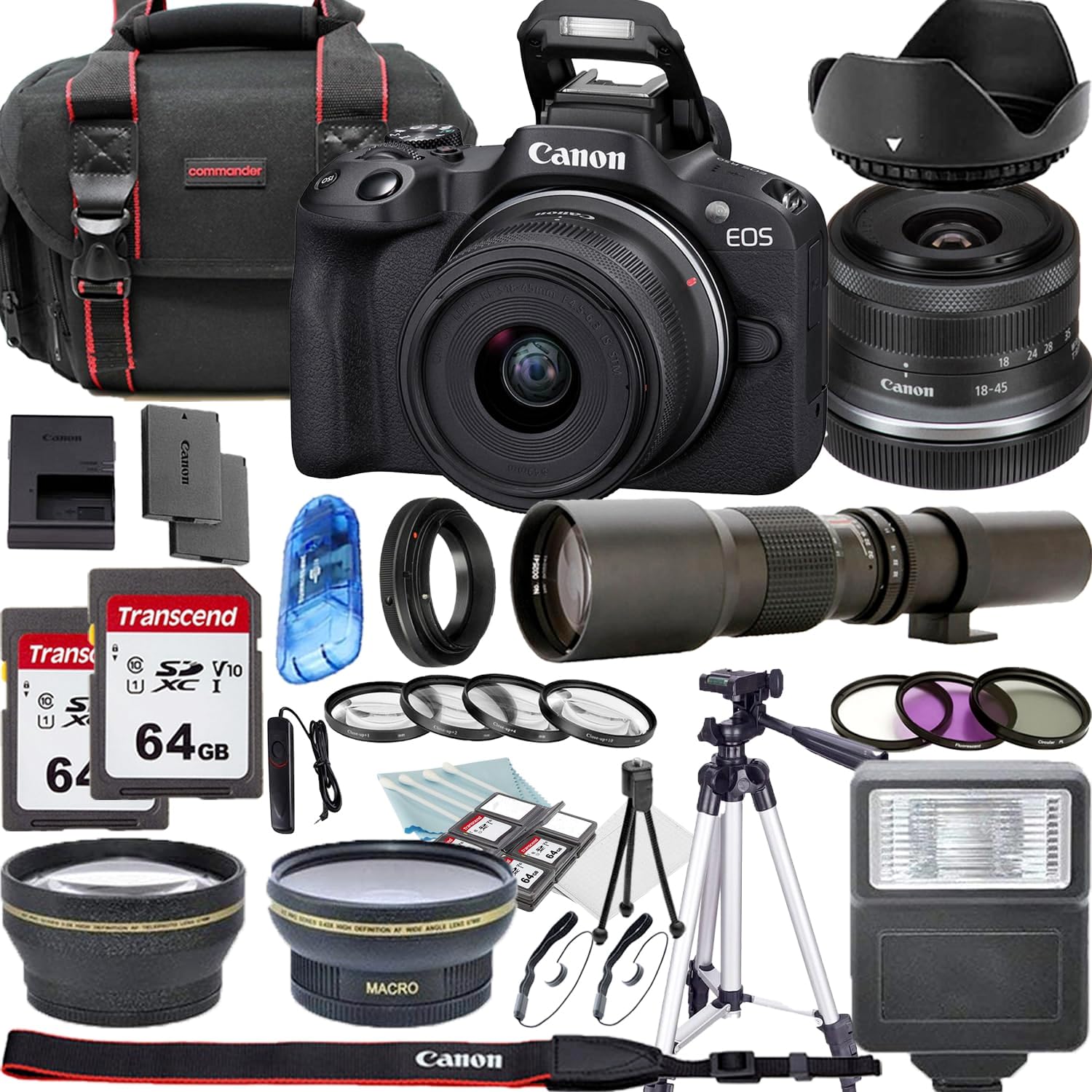 Amazon.com : Canon EOS R100 Mirrorless Camera with 18-45mm and 500mm ...