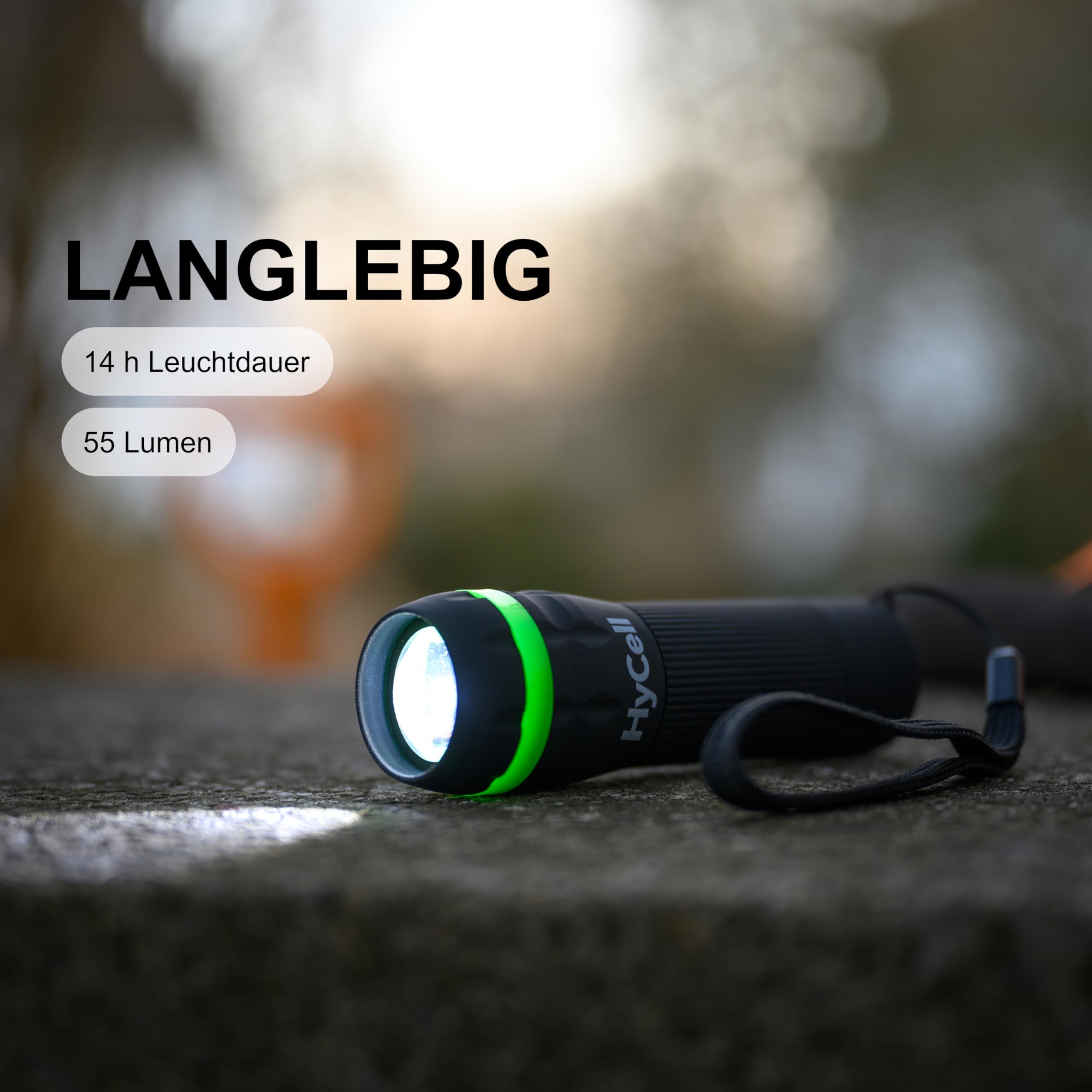 HyCell 10 x mini latarka LED z zoomem, możliwość ustawienia ostrości, w zestawie baterie AAA + 40 baterii AAA, poręczna lampa LED z bezstopniową regulacją ostrości, na kemping, do warsztatu, czarna,