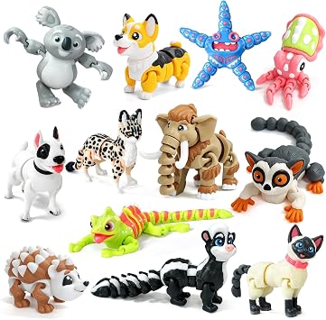 12PC 3D Printed Animal Toys