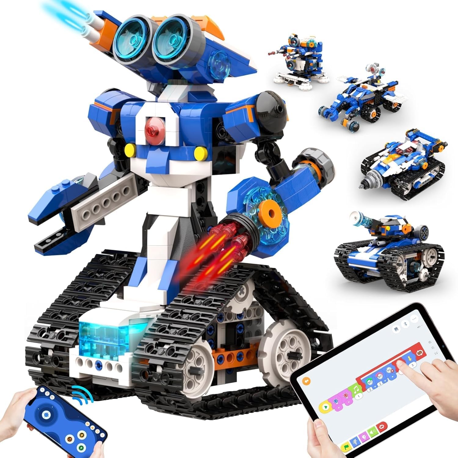 Robot J, Robot Building kits for Kids ages 7-12, Coding Robots for Boys, STEM Toy, 6-in-1 Robotic Toys, Programmble Boys Toys, Learning & Education Gifts for Boy 7+ Christmas Birthday