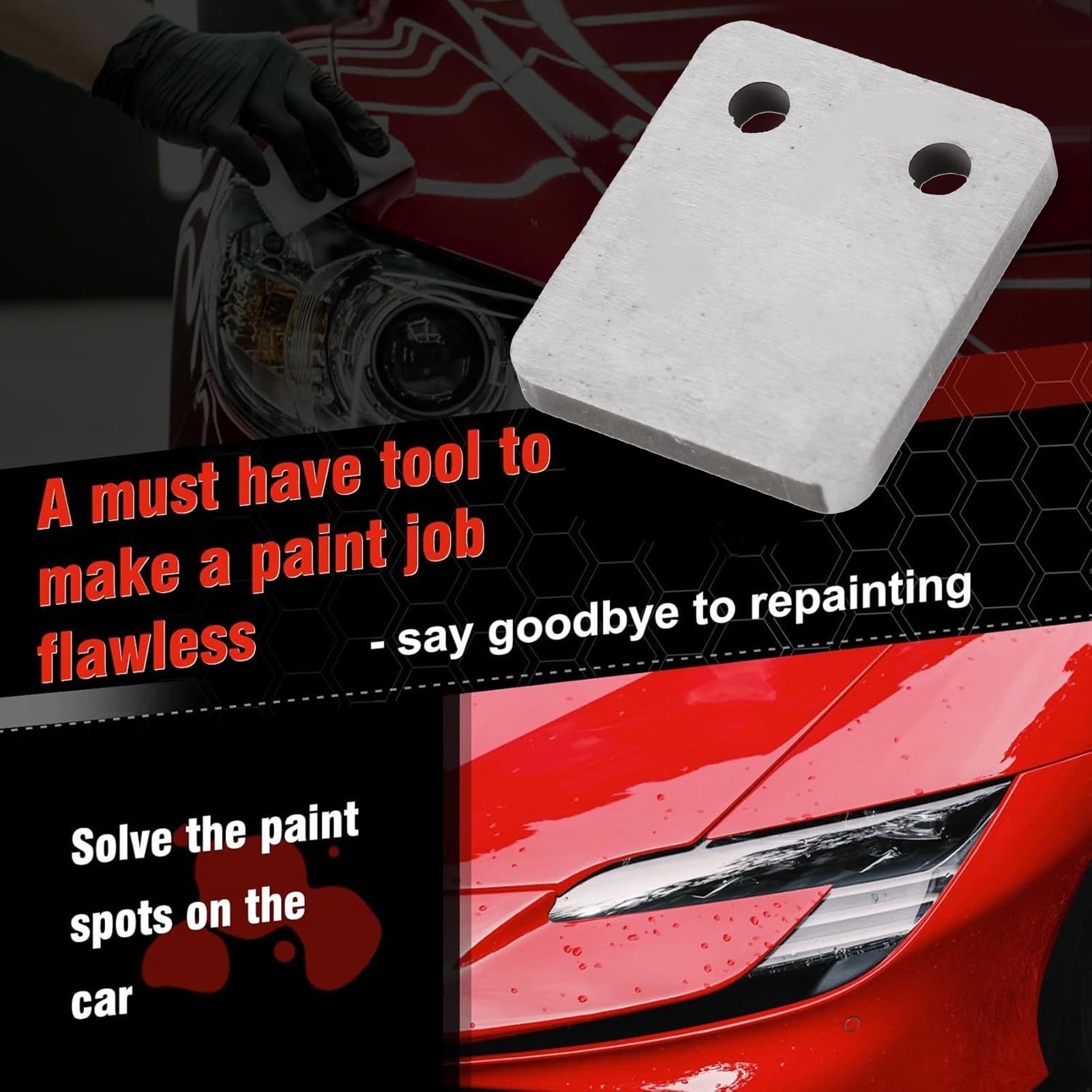 Bloque de Cuchillas de Carburo de Tungsteno, Removedor de Pintura Automotriz, Raspador de Reparación de Manchas, Lima de Pintura, Pintores Denibber para Eliminar Polvo, Imperfecciones