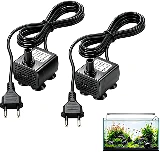 2 Stück USB Mini Tauchpumpe 180L/H, Ultraleise Kleine Wasserpumpe Einstellbare Aquarium Pumpe für Haustierbrunnen, Teich, Tischbrunnen, Hydrokultur, Zimmerbrunnen