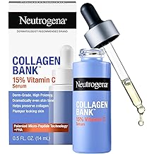 Neutrogena Collagen Bank 15% Vitamin C Face Serum, Vitamin C Serum for Face Helps Build Collagen for Glowing, Plumper Looking Skin, Uneven Skin Tone Treatment, Fragrance Free, 0.5 fl. oz