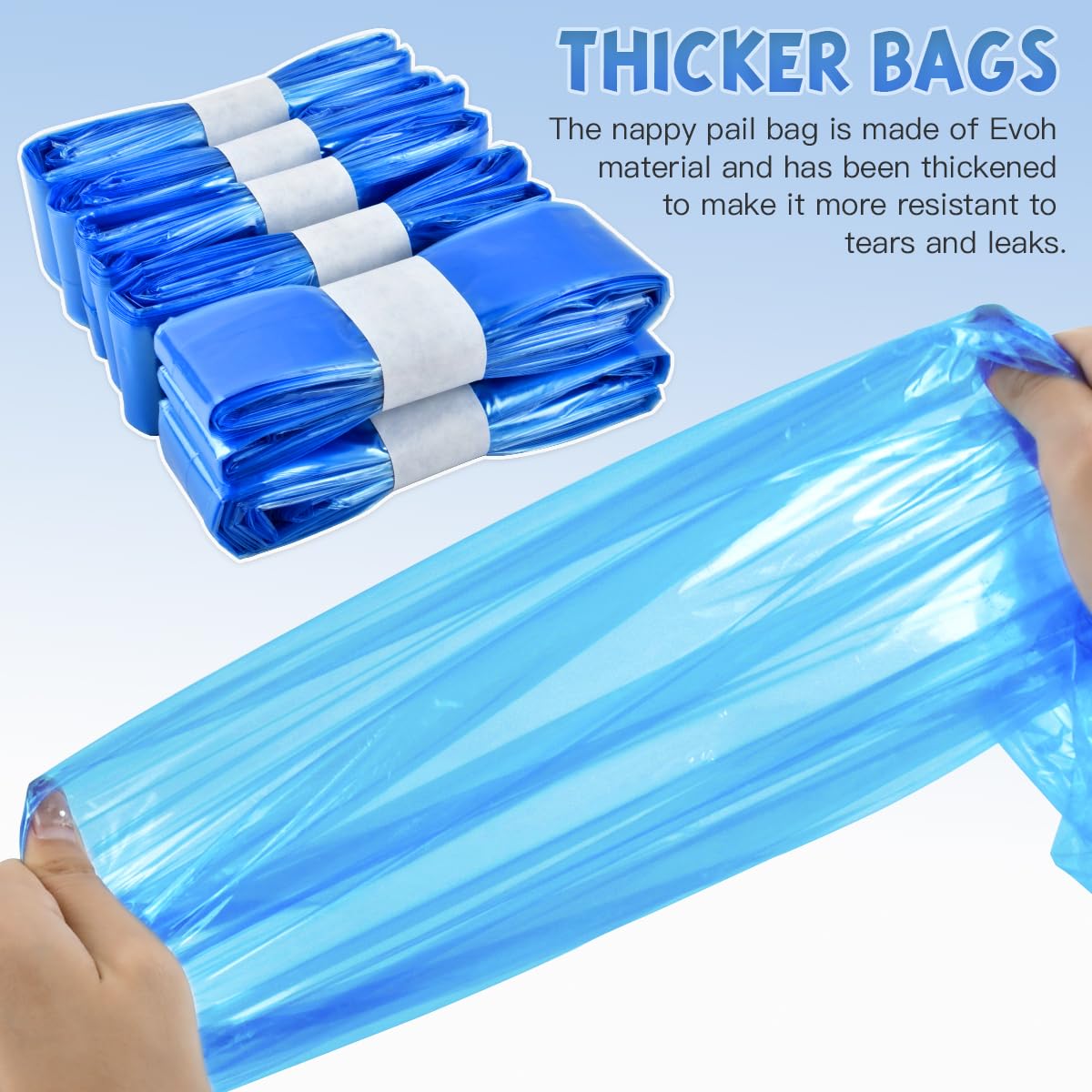 Recharge Poubelle à Couche 18 Pièces 4.5M Anti Odeur Résistant à la Déchirure pour Angelcare Tommee Tippee Litter Locker Bleu