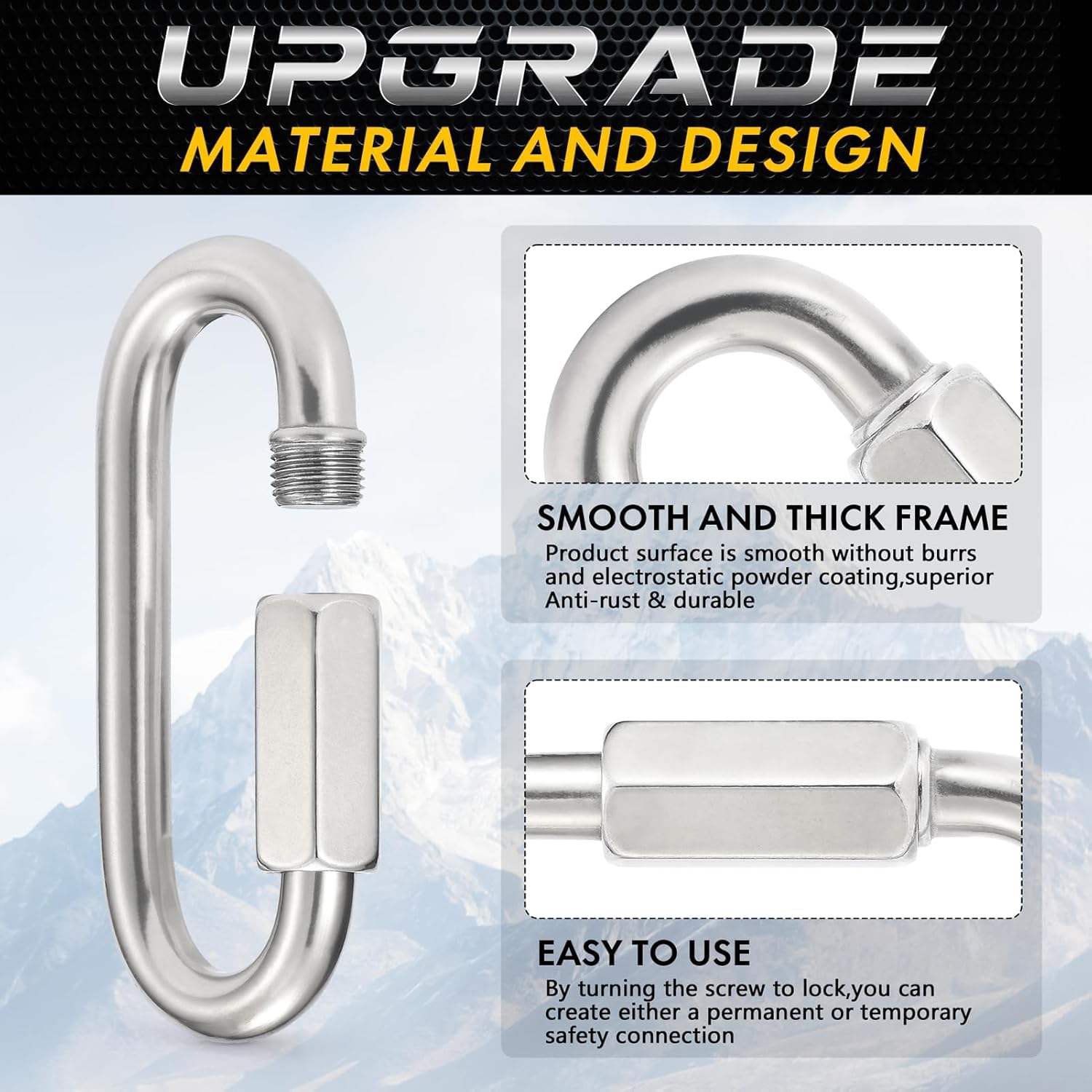 Sprookber Stainless Steel Chain Links - 6 Pack -4 Sprookber Stainless Steel Chain Links - 6 Pack -4