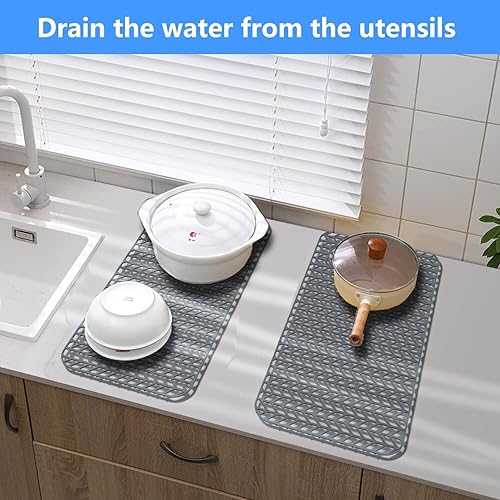 Miniatura 3 de JIUBAR - Protectores de silicona para fregadero de cocina, rejilla de fregadero de 28.6 x 14.5 pulgadas para parte inferior del fregadero de