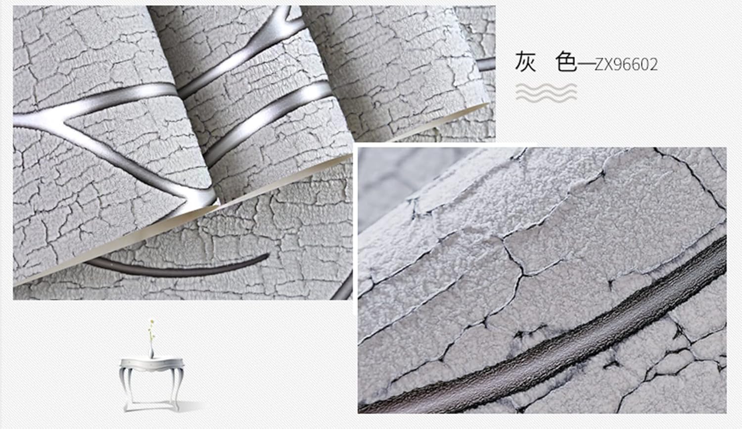 Q QIHANG Modern Minimalist Non-Woven Thickened 3D Embossed TV Wall TV Background Wall Living Room Bedroom Wallpaper 1.73' W x 32.8' L (Gray)