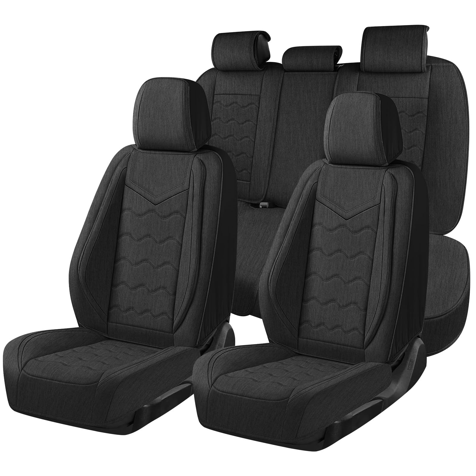 Front & Rear Seat Covers Compatible with 2015-2025 Chevy Trax, Heavy Duty Cationic Linen Fabric Seat Protector