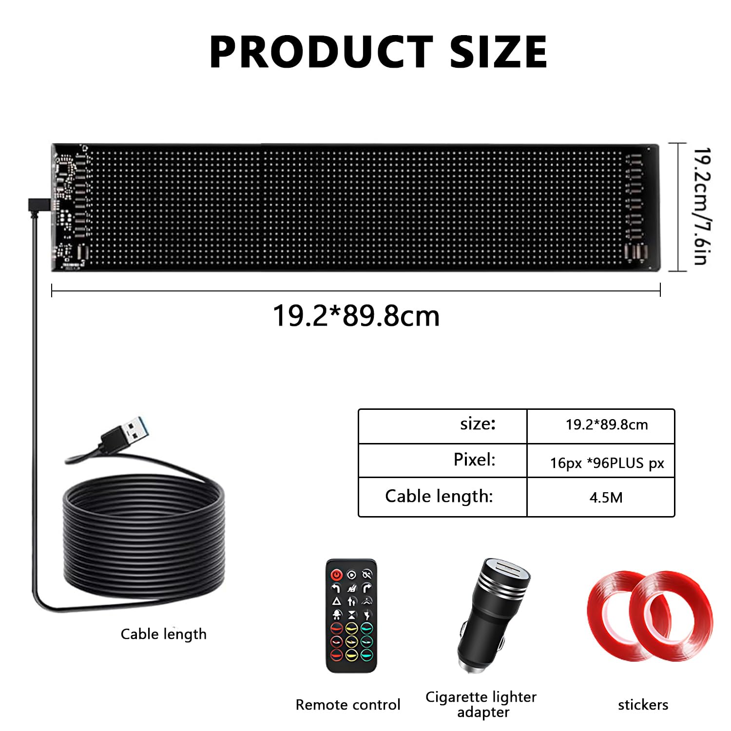 LED Augen für Auto, 20 * 90cm LED Augen für LKW, Programmierbar Devil Eyes mit APP-Steuerung und Fernbedienung für Text Auto LKW?Pixel: 16 * 96?