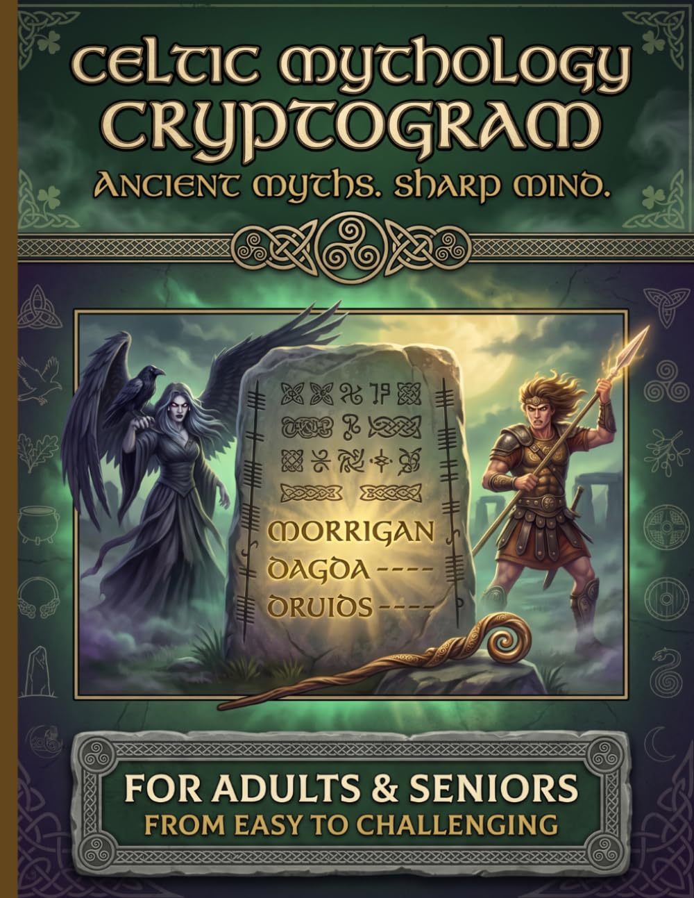 Celtic Mythology Cryptogram: Ancient Magic. Sharp Mind. | 100+ Large Print Cryptograms | For Adults & Seniors | Relaxing, Brain Training & Cognitive Stimulation | Perfect Celtic Gift