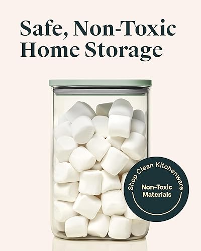 Miniatura 2 de Caraway Recipiente hermético de vidrio de 4 cuartos de galón con tapa, no tóxico, sin BPA, contenedor hermético apilable que ahorra espacio para