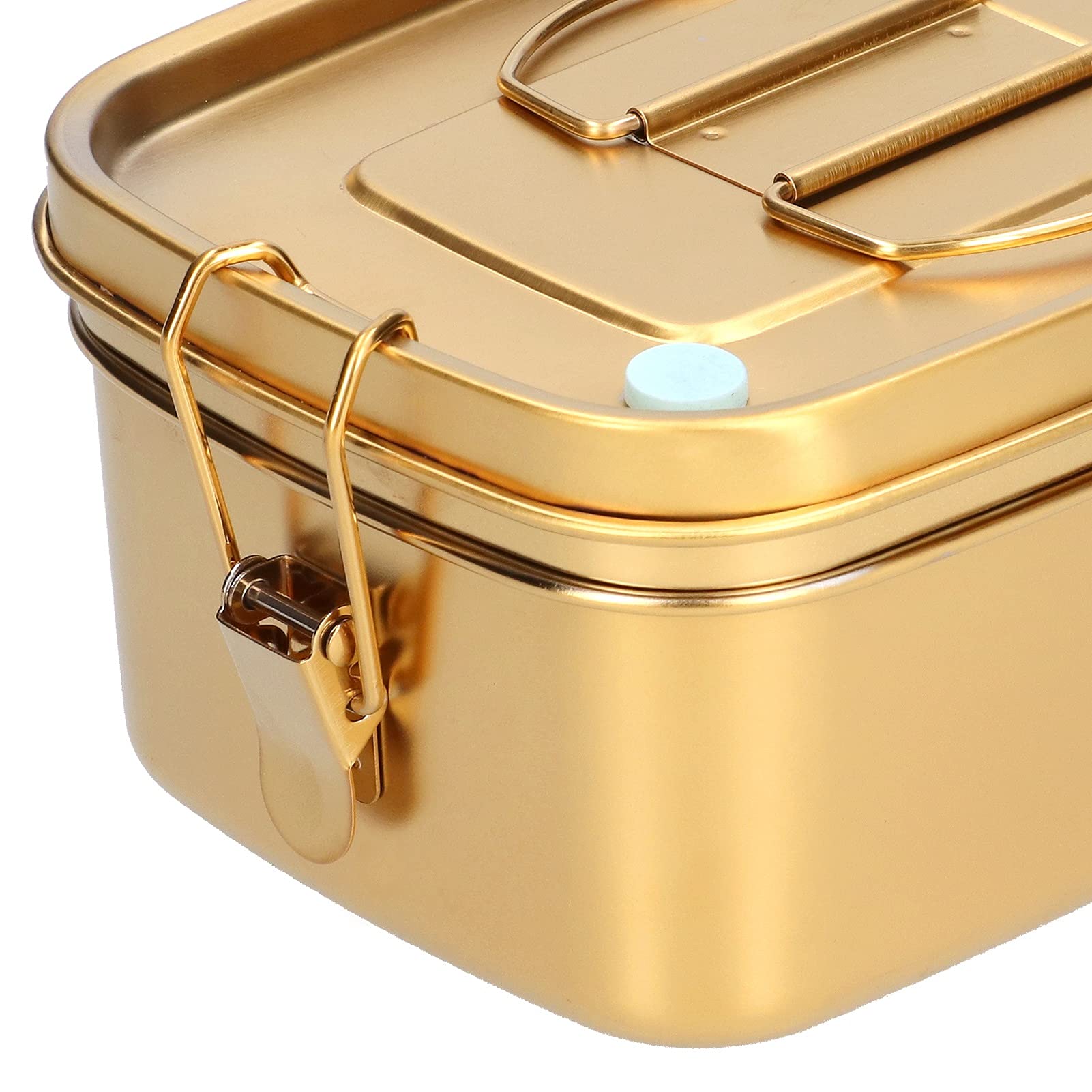 TOPINCN 1,5 L 2-lagige Brotdose Tragbare Auslaufsichere 304 Edelstahl Lebensmittelbehälter Geschirr (Gold)