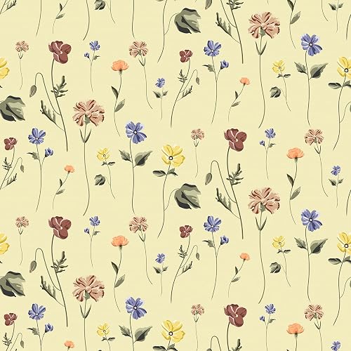 VEELIKE Cream Wild Flowers Wallpaper Peel and Stick Vintage Floral Wallpaper for