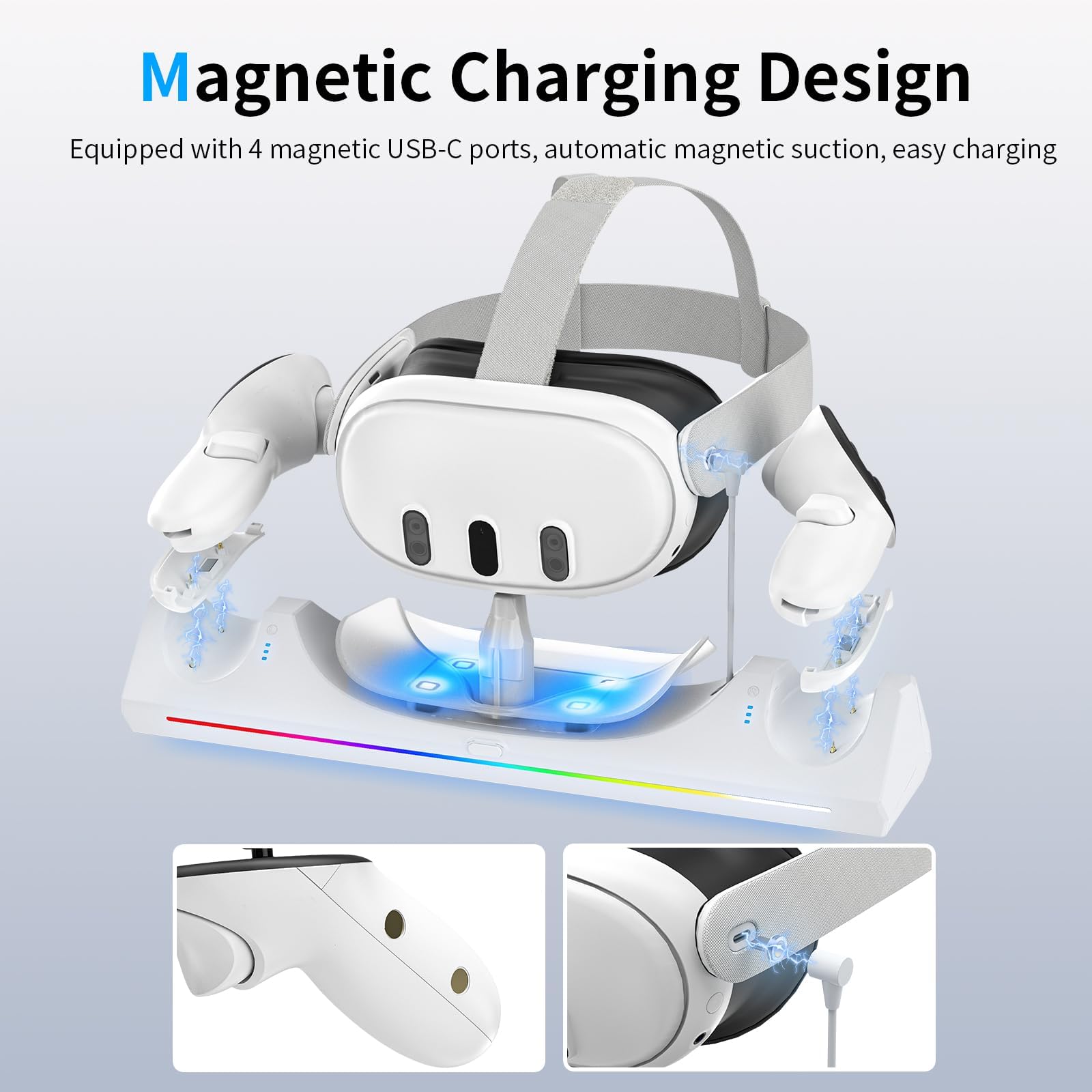  Quest 3 3S 充電ドック マグネット 急速充電 スタンド Amazon.co.jp: Meta Quest 3/Quest 3S充電ドック用:30W高速充電ROG