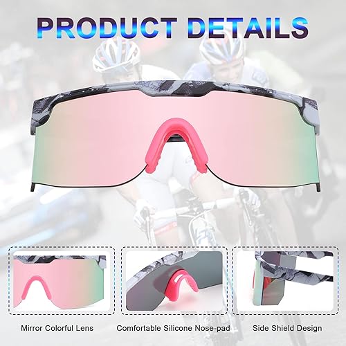 Miniatura 2 de Karsaer Vision - Lentes de sol retro de los años 80 y 90 sin montura con visera de neón para hombres y mujeres