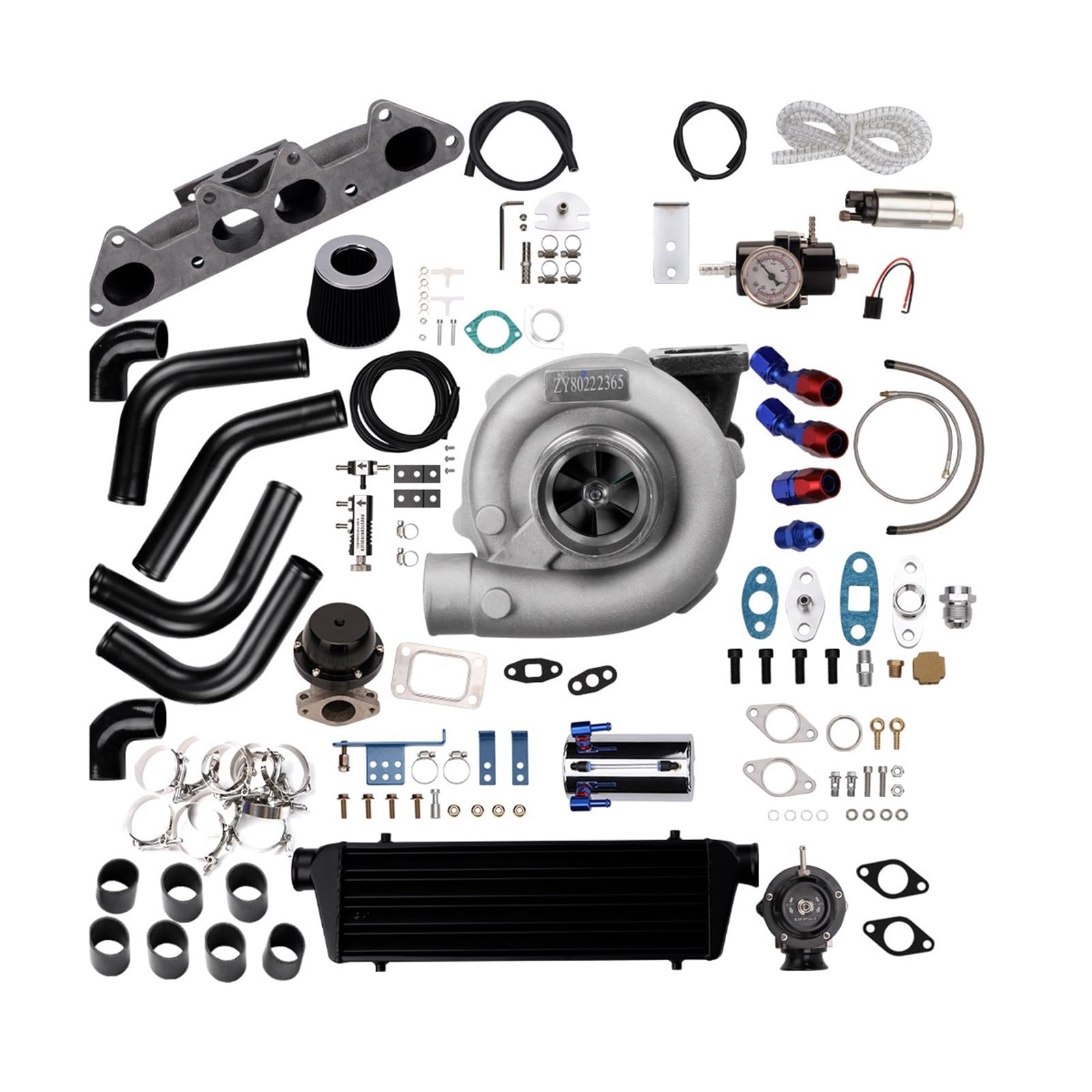 Tlvbfpg One Color Cooled Intercooler Turbo Intercooler Kit Fit For Accord 2.2L / 2.3L W/Intercooler Piping +Manifold+Bov+Kit Maxpeedingrods T3 T4 Turbo
