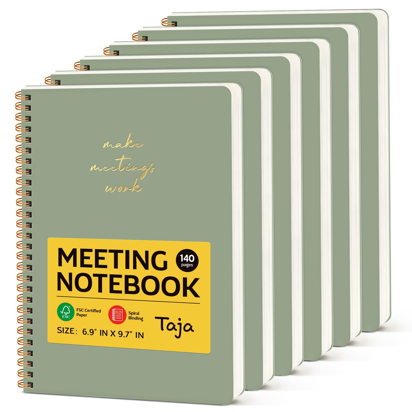 Taja Confezione da 6 quaderni per riunioni per l'organizzazione del lavoro, quaderno da lavoro con elementi d'azione, quaderno per pianificare i minuti delle riunioni, perfetto per l'ufficio per