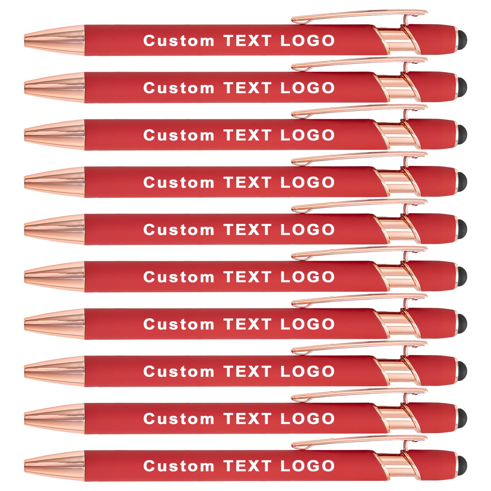 HEYZARDA Personalised Ballpoint Pens with Name Text Logo Custom for Office Business Bulk, red 10 Pc — image 1