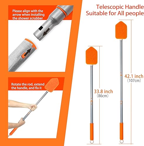 Miniatura 3 de JEHONN Limpiador de azulejos 4 en 1 con mango largo, cepillo de limpieza de ducha mejorado, 4 funciones diferentes para cepillo de limpieza para