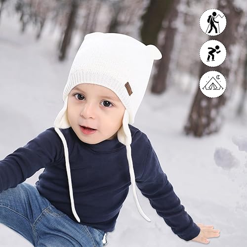 Miniatura 6 de BAVST Gorro para bebé para invierno con orejeras de oso lindo para niños y niñas de 0 a 2 años