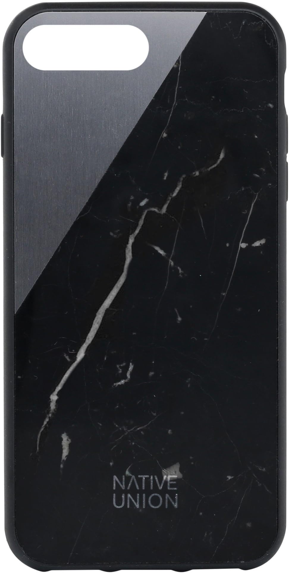 Native Union CLIC Marble Case - Handcrafted Real Marble Drop-Proof Shock-Absorbing Protective Cover with Metal Slash compatible with iPhone 7 Plus, iPhone 8 Plus (Black)