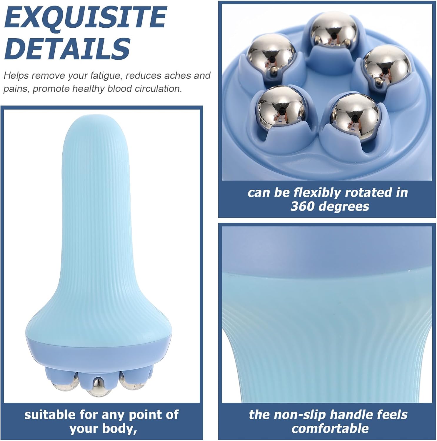 Hemoton Massage Ball Roller,Massage Ball Roller with Handle, for Body, Neck, Back, Foot,Muscle Tool to Help with Muscles, Neck, and Back Pain,Ice Face,Steel Beads Massager - Image 5